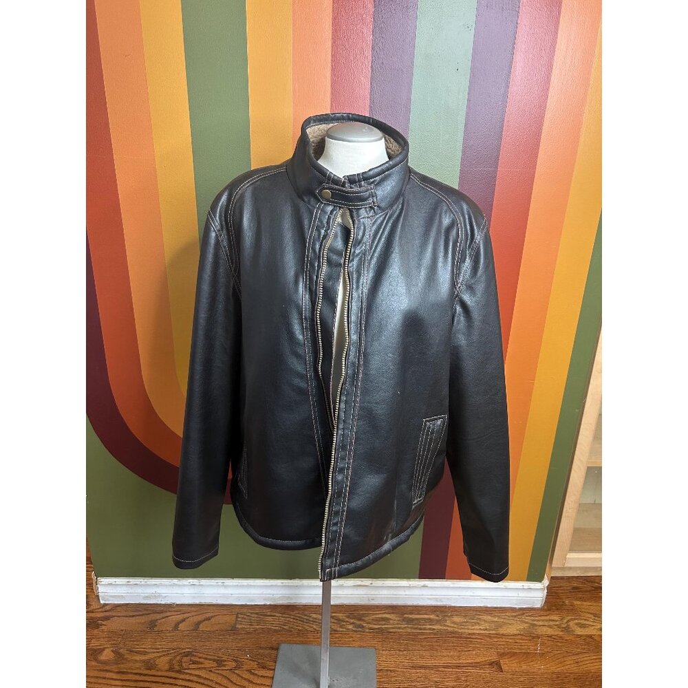 Vintage men’s brown leather jacket stylish Columbia sportswear - size XL vintage